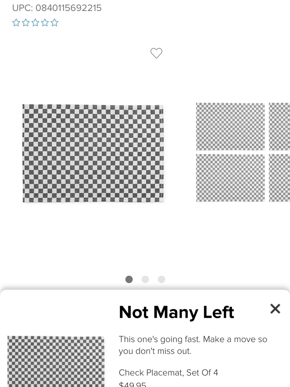 Checkered Placemat Set – Black and White